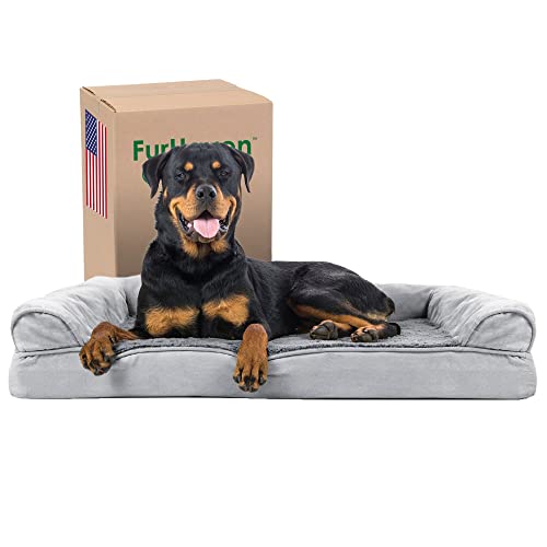 Furhaven XL Orthopedic Dog Bed Plush & Suede Sofa-Style w/Removable Washable Cover - Gray, Jumbo (X-Large) von Furhaven