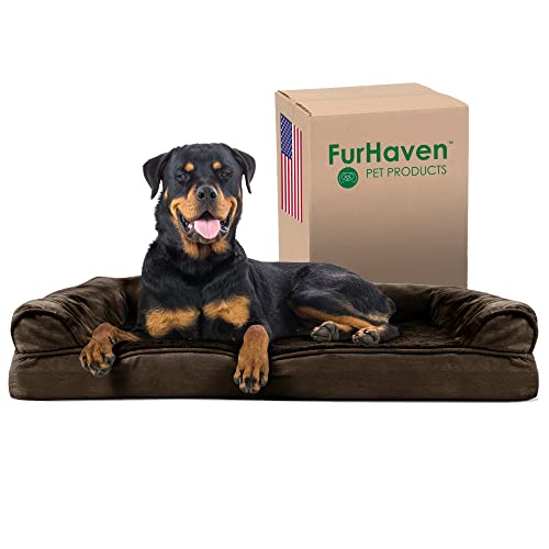 Furhaven XL Orthopedic Dog Bed Plush & Suede Sofa-Style w/Removable Washable Cover - Espresso, Jumbo (X-Large) von Furhaven