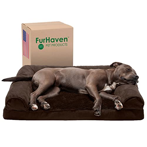 Furhaven Large Orthopedic Dog Bed Plush & Suede Sofa-Style w/Removable Washable Cover - Espresso, Large von Furhaven