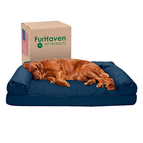 Furhaven XL Orthopedic Dog Bed Quilted Sofa-Style w/Removable Washable Cover - Navy, Jumbo (X-Large) von Furhaven