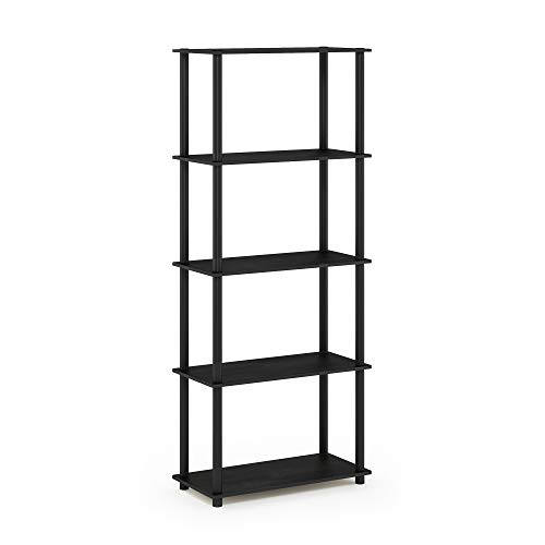 Furinno Turn-N-Tube 5-stufiges Mehrzweck-Regal, Bücherregal, Aufbewahrungsregal, mit Runde Rohre, Americano/Schwarz, 59.9 (Breite) x 145.8 (Höhe) x 29.5 (Tiefe) cm von Furinno