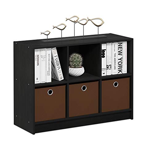 Furinno Basic Bücherregal mit 6 Fächern und 3 Einschüben, holz, Americano/Mittelbraun, 30.23 x 80.26 x 59.94 cm von Furinno