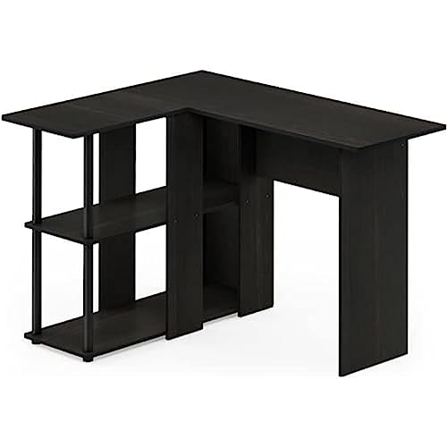 Furinno Abbott L-förmiger Schreibtisch mit Regalen, holz, Espresso/Schwarz, 87.5 x 87.5 x 73.51 cm von Furinno