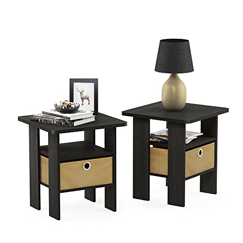 Furinno Andrey Beistelltisch Nachttisch mit Schublade, Espresso/Braun, 2er-Set Furinno Andrey Beistelltisch Nachttisch mit Schublade, Espresso/Braun, 2er-Set von Furinno