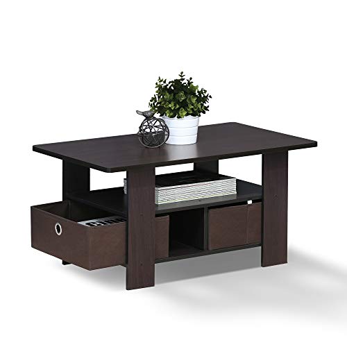 Furinno Andrey Couchtisch mit Schublade, Dunkles Walnussholz von Furinno
