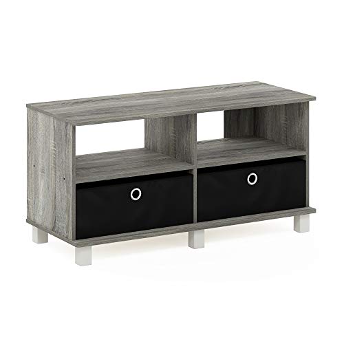 Furinno Andrey Entertainment Center mit Schubladen, holz, Französische Eiche Grau/Schwarz, 39.62 x 39.62 x 48.26 cm von Furinno