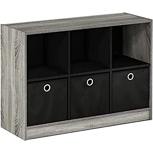 Furinno Basic Bücherregal mit 6 Fächern und 3 Einschüben, holz, French Oak Grey, 30.23 x 80.26 x 59.94 cm von Furinno