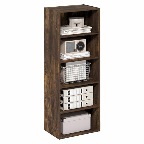 Furinno Basic 5-stöckiges offenes Regal, Bücherregal, Aufbewahrungsorganizer, 29 x 42.2 x 110.9 cm, Bernstein-Kiefer von Furinno