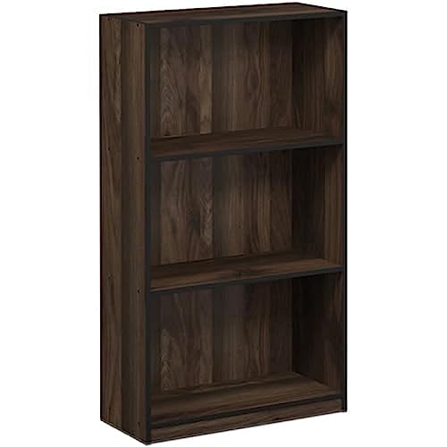 Furinno Basic Bücherregal mit 3 Fächern, Aufbewahrungsregal, Holz, Columbia Walnut/Schwarz, 23.5 x 55.25 x 100.33 cm von Furinno