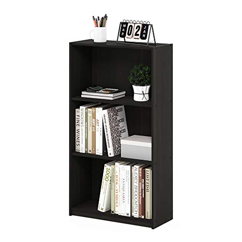 Furinno Basic Bücherregal mit 3 Fächern, Aufbewahrungsregal, Verbundholz, Espresso, 23.49 x 23.49 x 100.33 cm von Furinno