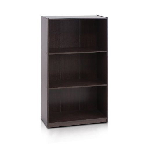 Furinno Basic Bücherregal mit 3 Fächern, Aufbewahrungsregal, holz, Dunkelbraun, 23.49 x 23.49 x 100.33 cm von Furinno