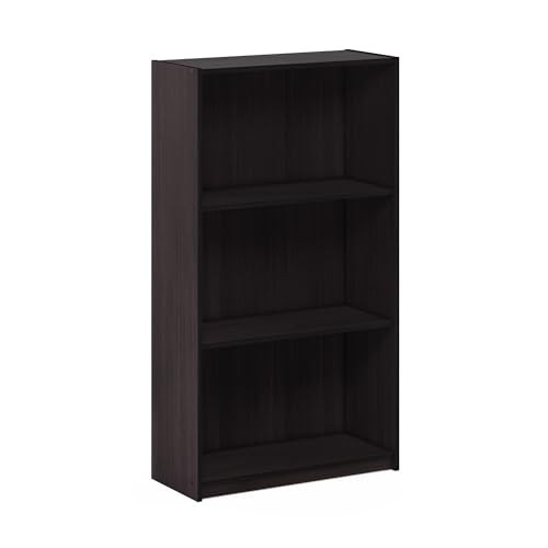 Furinno Basic Bücherregal mit 3 Fächern, Aufbewahrungsregal, holz, Dunkle Walnuss, 23.5 x 55.25 x 100.33 cm von Furinno