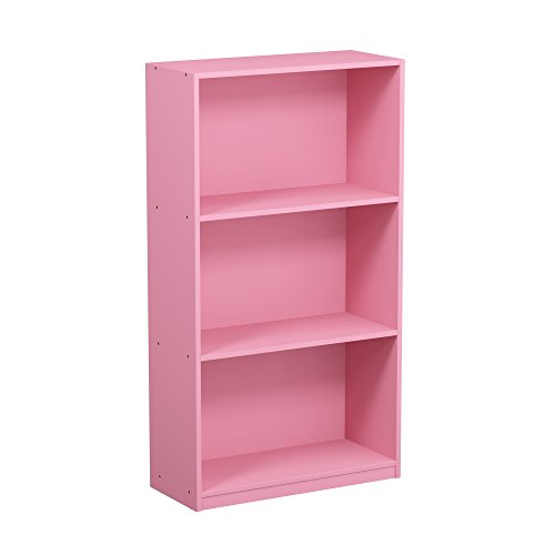 Furinno Basic Bücherregal mit 3 Fächern, Aufbewahrungsregal, holz, Rosa, 23.5 x 55.25 x 100.33 cm von Furinno