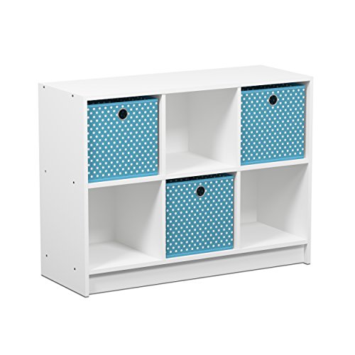 Furinno Basic Bücherregal mit 6 Fächern und 3 Einschüben, Weiß/Hellblau, 30.23 x 30.23 x 59.94 cm von Furinno