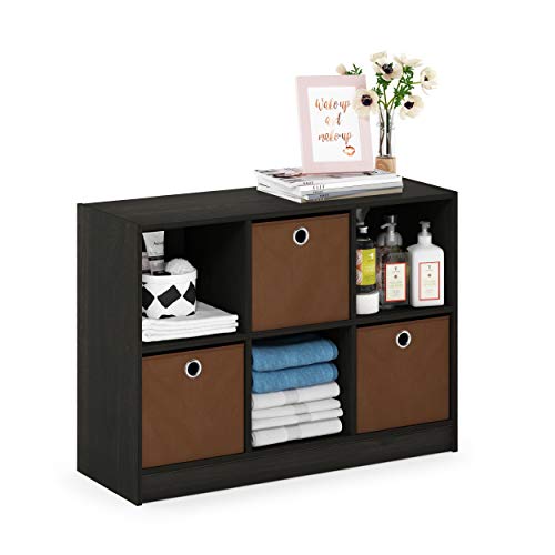 Furinno Basic Bücherregal mit 6 Fächern und 3 Einschüben, eiche, Espresso/Braun, 30.23 x 30.23 x 59.94 cm von Furinno