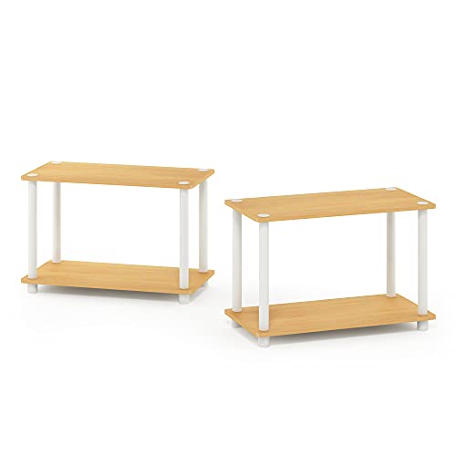 Furinno Turn-N-Tube 2-Tier Regale / Beistelltische Set, Holz, Buche / Weiß, 59.9 (Breite) x 40 (Höhe) x 29.5 (Tiefe) cm von Furinno