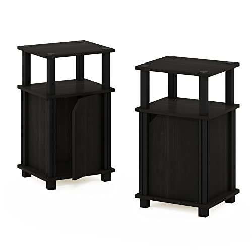 Furinno Just 3-stufiger Beistelltisch mit Tür, 2er-Set, Espresso/Schwarz Furinno Just 3-stufiger Beistelltisch mit Tür, 2er-Set, Espresso/Schwarz von Furinno