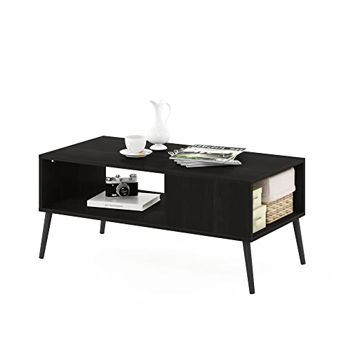 Furinno Claude Couchtisch im Mid-Century-Stil mit Holzbeinen, Espresso von Furinno