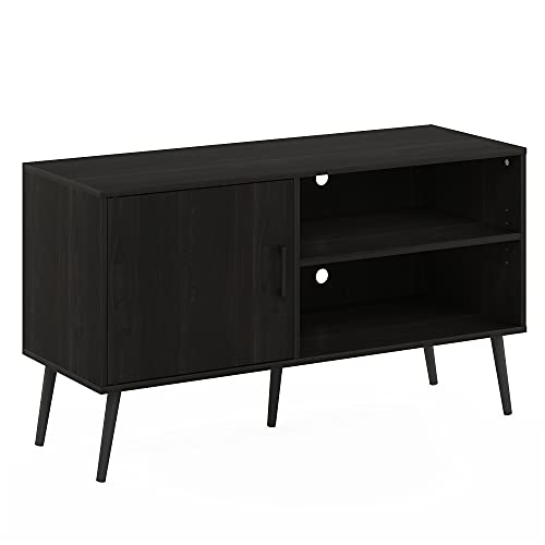 Furinno Claude TV-Ständer im Mid-Century-Stil mit Holzbeinen, Holzwerkstoff, Espresso, 110(W) x 62.8(H) x 42.7(D) cm von Furinno