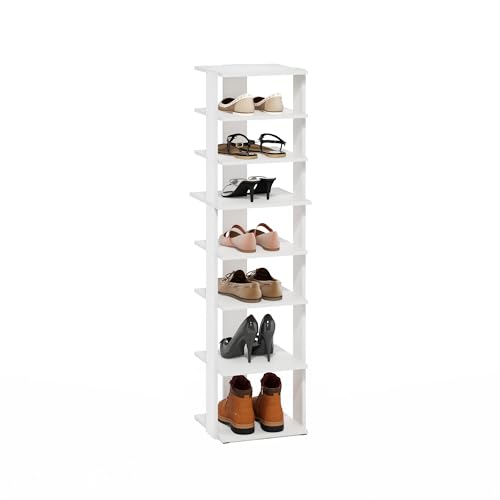 Furinno Compact 8-stufiger, vertikaler, platzsparender, freistehender Schuhturm, Schuhregal für den Eingangsbereich, Weiß Furinno Compact 8-stufiger, vertikaler, platzsparender, freistehender Schuhturm, Schuhregal für den Eingangsbereich, Weiß von Furinno