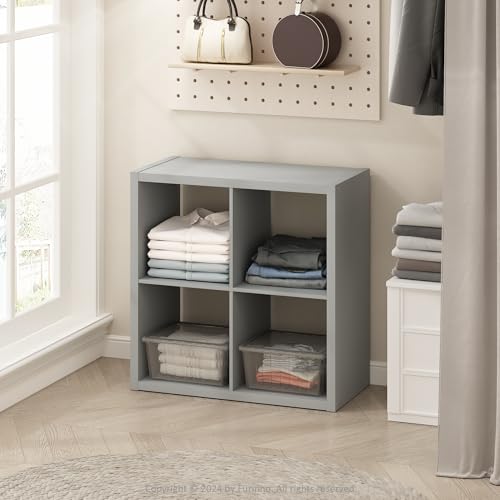 Furinno Cubic Offenes Rückwand-Multifunktionsregal für Kleidung & Schrankaufbewahrung, 4-Fächer, Hellgrau Furinno Cubic Offenes Rückwand-Multifunktionsregal für Kleidung & Schrankaufbewahrung, 4-Fächer, Hellgrau von Furinno