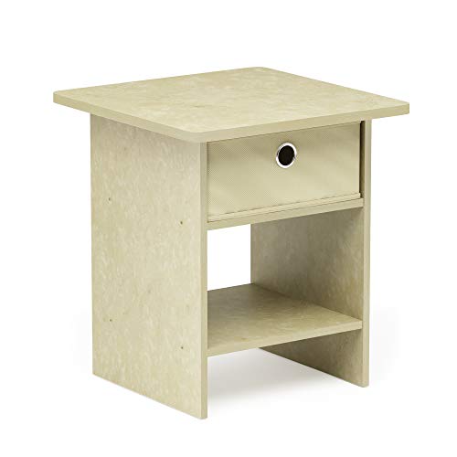 Furinno Dario Beistelltisch/Nachttisch mit Schublade, cremefarbener Kunstmarmor/Elfenbein Furinno Dario Beistelltisch/Nachttisch mit Schublade, cremefarbener Kunstmarmor/Elfenbein von Furinno