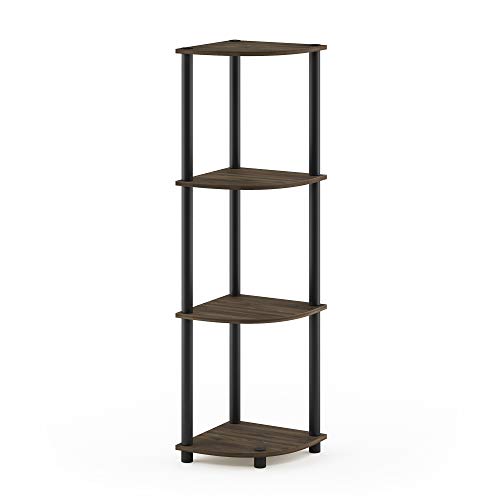 Furinno Eckregal mit 4 Ebenen, Holz, Columbia Walnut/Schwarz, 29.46 x 29.46 x 110.49 cm von Furinno