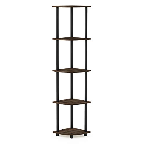 Furinno Eckregal mit 5 Ebenen, Mehrzweckregal, Holz, Columbia Walnut/Schwarz, 29.46 x 29.46 x 146.56 cm Furinno Eckregal mit 5 Ebenen, Mehrzweckregal, Holz, Columbia Walnut/Schwarz, 29.46 x 29.46 x 146.56 cm von Furinno