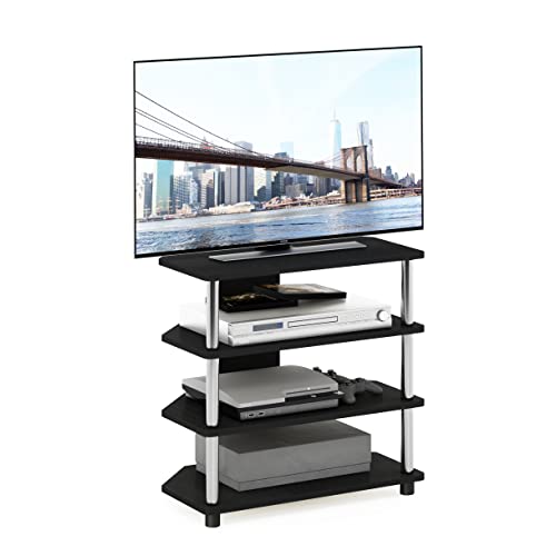 Furinno Econ Easy Assembly 4-Tier Petite TV-Ständer, Americano, Edelstahlrohre von Furinno