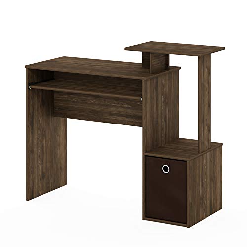 Furinno Econ Mehrzweck Home Office Computer Schreibtisch mit Ablage und Einschub, Holz, Columbia Walnut/Dunkelbraun, 40 x 100.08 x 86.61 cm von Furinno