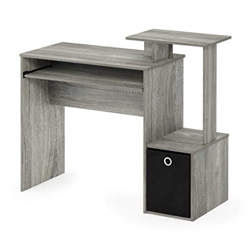 Furinno Econ Mehrzweck Home Office Computer Schreibtisch mit Ablage und Einschub, holz, Französische Eiche Grau/Schwarz, 40.01 x 40.01 x 86.61 cm von Furinno