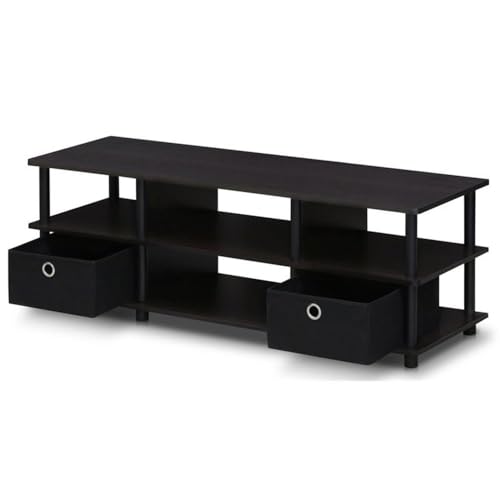 Furinno Econ TV Schrank/Entertainment Center mit 6 Fächern und 2 Einschüben, holz, Espresso/Schwarz, 39.62 x 108.66 x 40.39 cm von Furinno