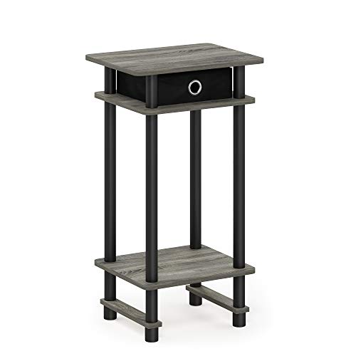 Furinno Hoher Beistelltisch mit Einschüben, Holz, French Oak Grey/Black/Black, 29.49 x 39.5 x 70.41 cm von Furinno