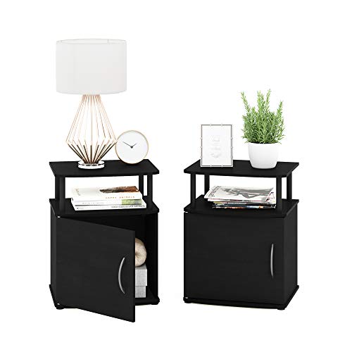 Furinno JAYA Beistelltisch mit Fach (2er Set), Holz, Schwarz, 39.6 x 47.98 x 60.91 cm von Furinno