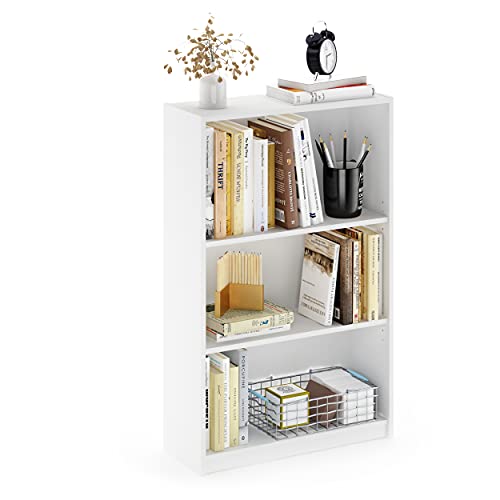 Furinno JAYA Simple Home Bücherregal mit 3 Ebenen, verstellbarem Regal, Weiß von Furinno