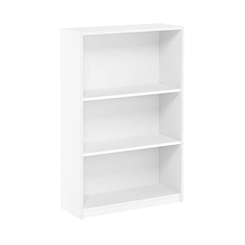 Furinno JAYA Simple Home Bücherregal mit 3 Ebenen, verstellbarem Regal, Weiß von Furinno