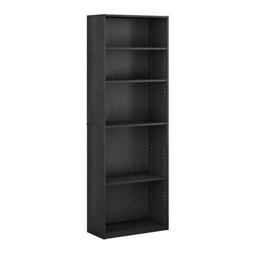 Furinno JAYA Simply Home Bücherregal mit 5 Regalen, Schwarz, Schwarzholz von Furinno