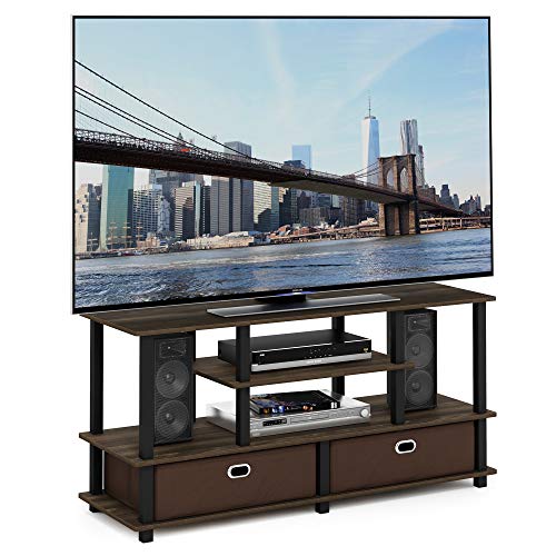 Furinno JAYA Großer TV-Ständer für bis zu 50-Zoll-TV mit Ablagefach, Columbia Walnuss/Schwarz/Dunkelbraun, 39.6 x 120.9 x 57.9 cm von Furinno