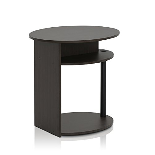 Furinno JAYA Ovaler Beistelltisch mit moderen Design, holz, Walnuss/Schwarz, 39.37 x 39.37 x 49.02 cm von Furinno