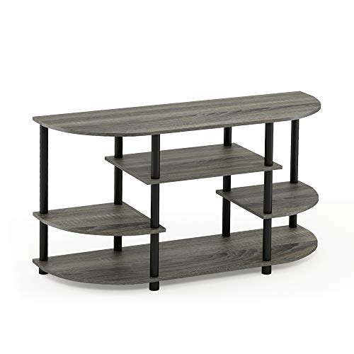 Furinno JAYA TV-Ständer mit einfachem Design und verschiedenen Ablageflächen, holz, Französische Eiche Grau/Schwarz, 39.5 x 106.78 x 57.79 cm von Furinno