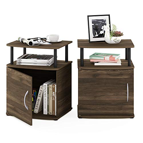 Furinno JAYA Utility Design Beistelltisch, Nachttisch, Columbia Walnuss/Schwarz, 2er Set, 48 (B) x 61.2 (H) x 39.4 (T) cm von Furinno