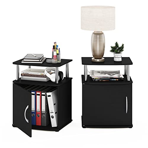 Furinno JAYA Utility Design Beistelltisch, 2er-Set, Americano, Edelstahlrohre von Furinno