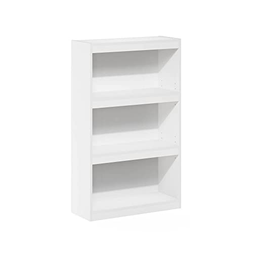 Furinno Jaya Enhanced Home Bücherregal, 3 Ebenen, verstellbar, Holzwerkstoff, weiß, 3-Tier von Furinno