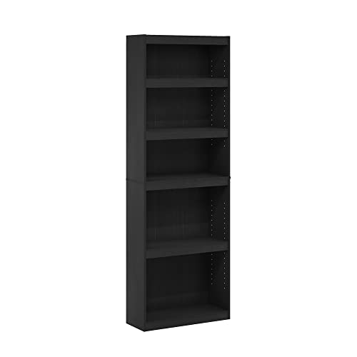 Furinno JAYA Enhanced Home 5-stufiges Regal-Bücherregal, Schwarzes Holz von Furinno