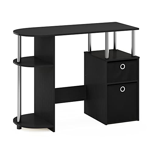 Furinno JAYA Simplistisch Computer-Schreibtisch mit Schubladen, Americano/Chrom/Schwarz von Furinno