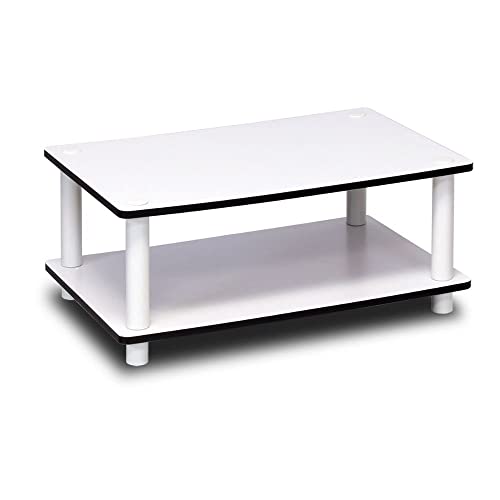 Furinno Just 2-Tier No Tools Fernsehstand, TV-Ständer, Couchtisch, Weiß, 59.9 (Breite) x 22.4 (Höhe) x 39.6 (Tiefe) cm von Furinno