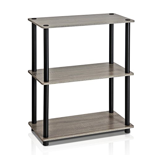 Furinno Turn-N-Tube 3-stufiges Mehrzweck-Regal, Bücherregal, Aufbewahrungsregal, mit Runde Rohre, Französische Eiche/Schwarz, 59.9 (Breite) x 74.9 (Höhe) x 29 (Tiefe) cm von Furinno