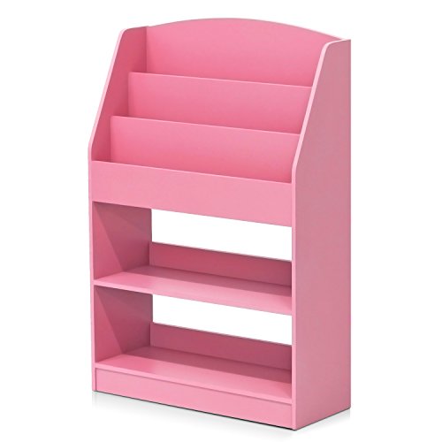 Furinno Magazin/Bücherregal mit Aufbewahrungsfächern für Kinder, holz, Rosa, 24 x 62.41 x 94 cm von Furinno