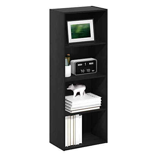 Furinno Luder 4-stufiges Bücherregal mit offenem Regal, Schwarzes Holz von Furinno