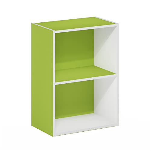 Furinno Luder 2-stufiges Bücherregal mit offenem Regal, Grün/Weiß von Furinno